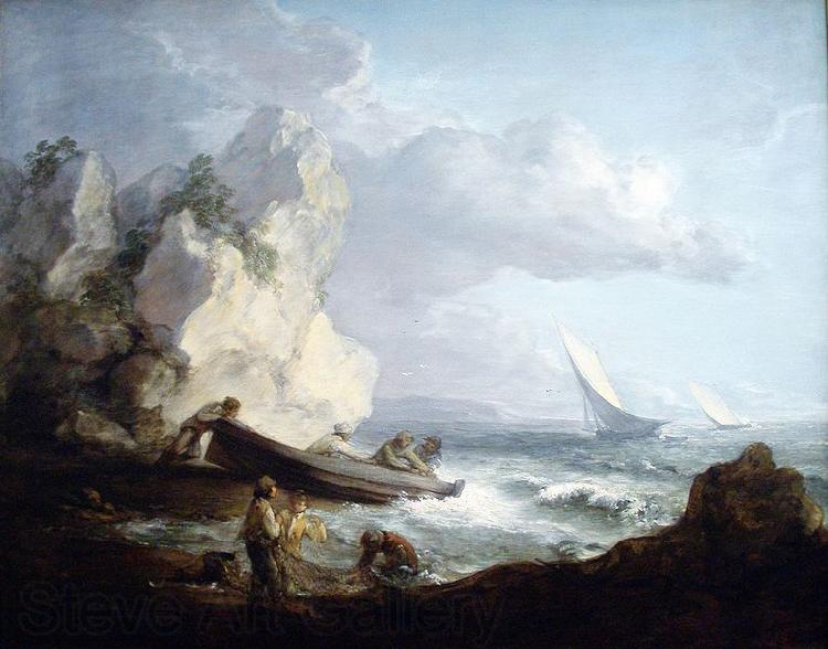 Thomas Gainsborough Seashore with Fishermen Norge oil painting art